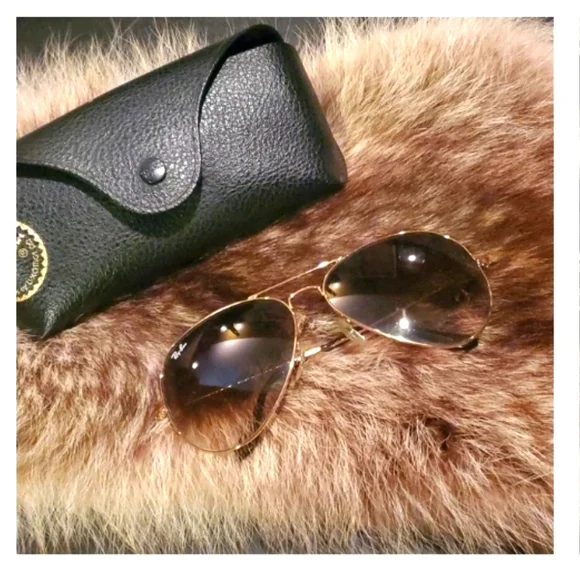 Ray-Ban | Accessories | Rayban Aviators Gold And Brown Large 